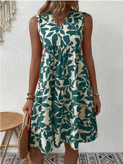 Tianna - Stylowa sukienka z dekoltem V i printem dla kobiet