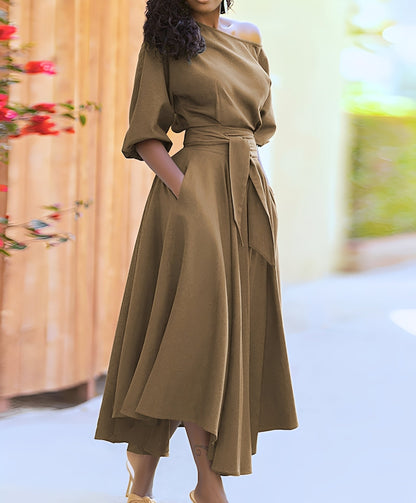 Rachael - Elegancka sukienka z paskiem dla kobiet