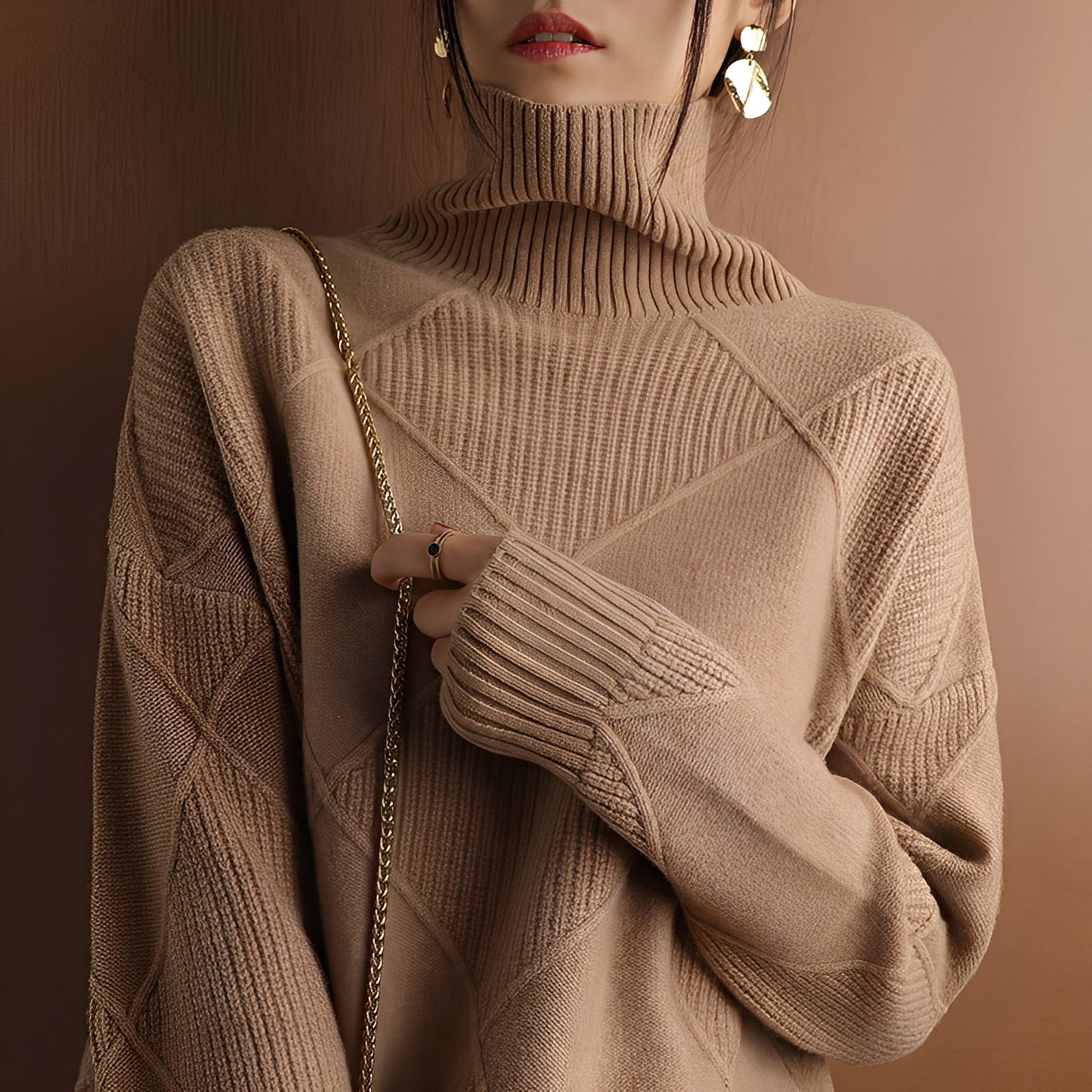 Mariette - Sweter z golfem oversize na zimę dla kobiet