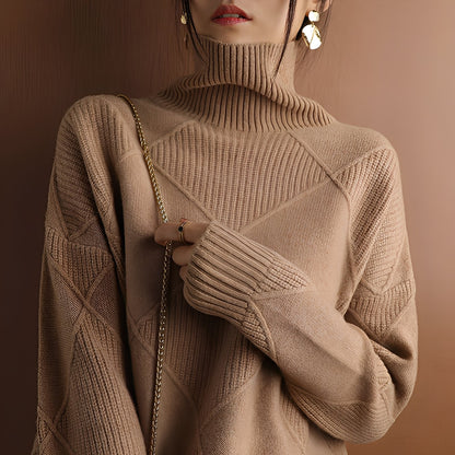 Mariette - Sweter z golfem oversize na zimę dla kobiet
