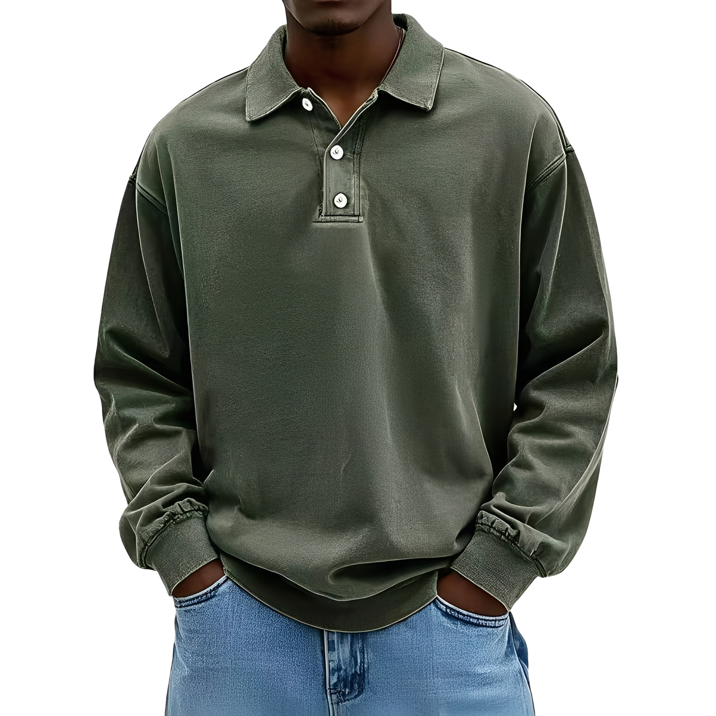 Chris - Klasyczna męska koszulka z grubego materiału z długimi rękawami