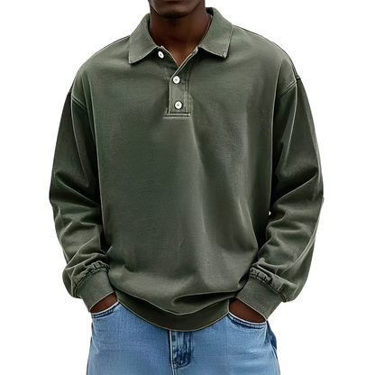 Chris - Klasyczna męska koszulka z grubego materiału z długimi rękawami