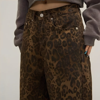 Felecia - Modne jeansy baggy dla pań z nadrukiem