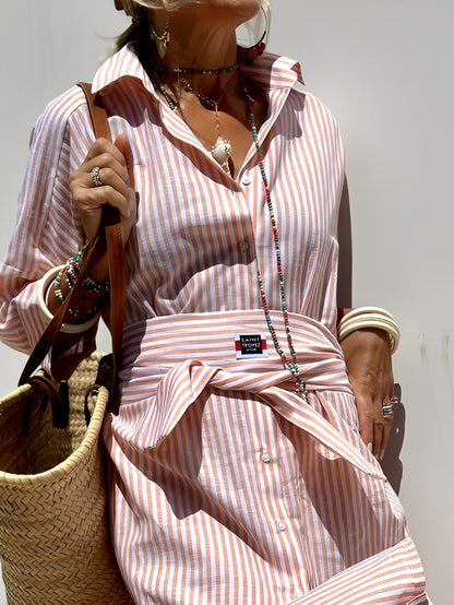 Christel - Sukienka polo długa w paski dla kobiet