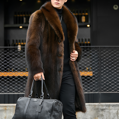 Matteo - Elegancki długi futro płaszcz dla mężczyzn