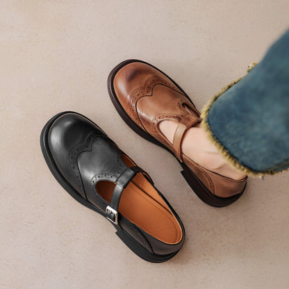 Erika - Retro-buty z mocnej skóry dla kobiet