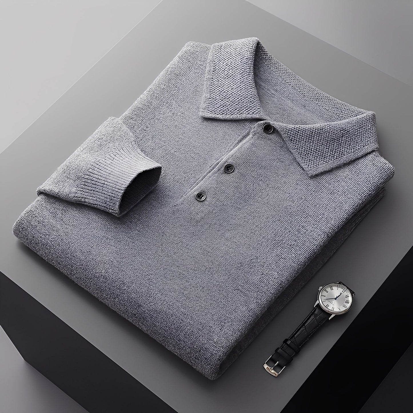 Romilly - Elegancki kaszmirowy sweter polo dla mężczyzn