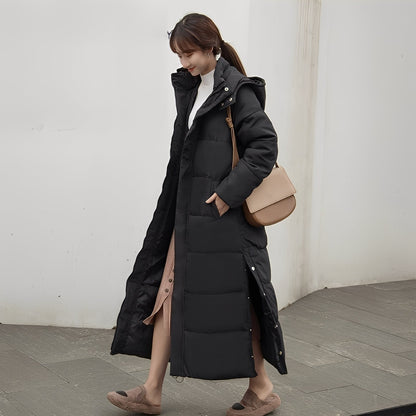 Maylis - Długi ciepły zimowy płaszcz pikowany dla kobiet