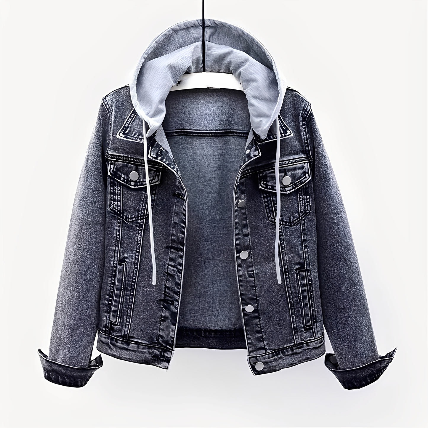 Karolyn - Modna damska kurtka jeansowa z kapturem