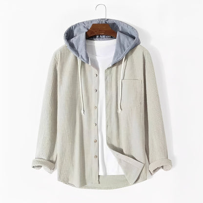 David - Modna koszula sztruksowa z kapturem dla mężczyzn