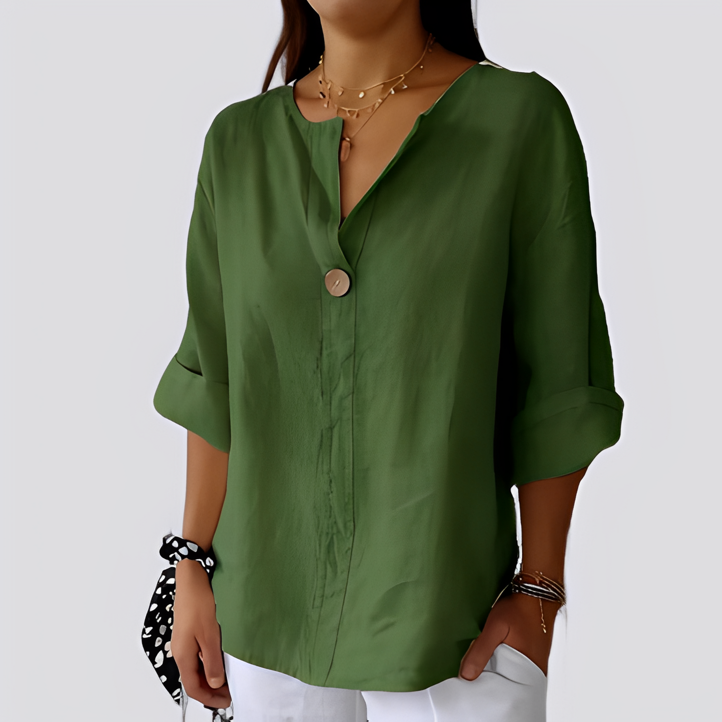 Karie - Wygodna koszula z dekoltem V dla kobiet