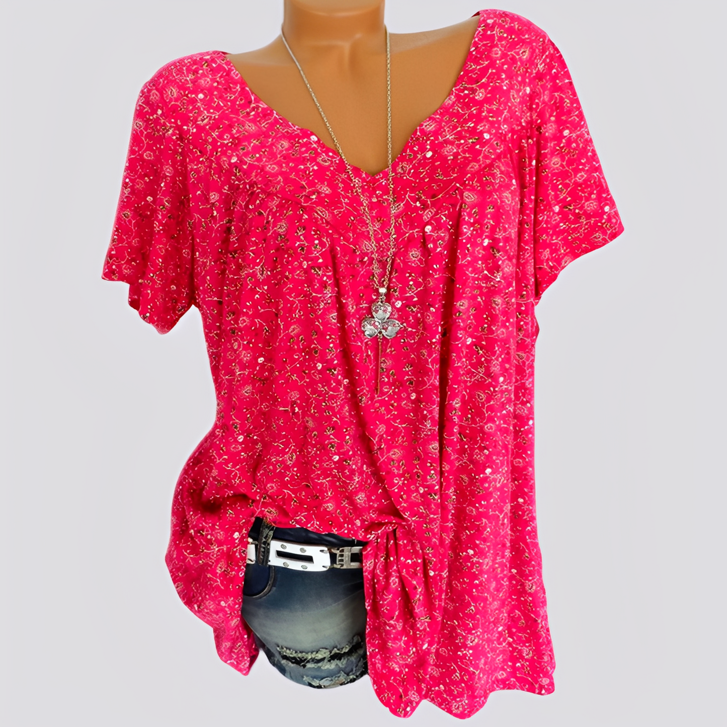 Claudia - Stylowa, luźna bluzka z wzorem kwiatowym dla kobiet