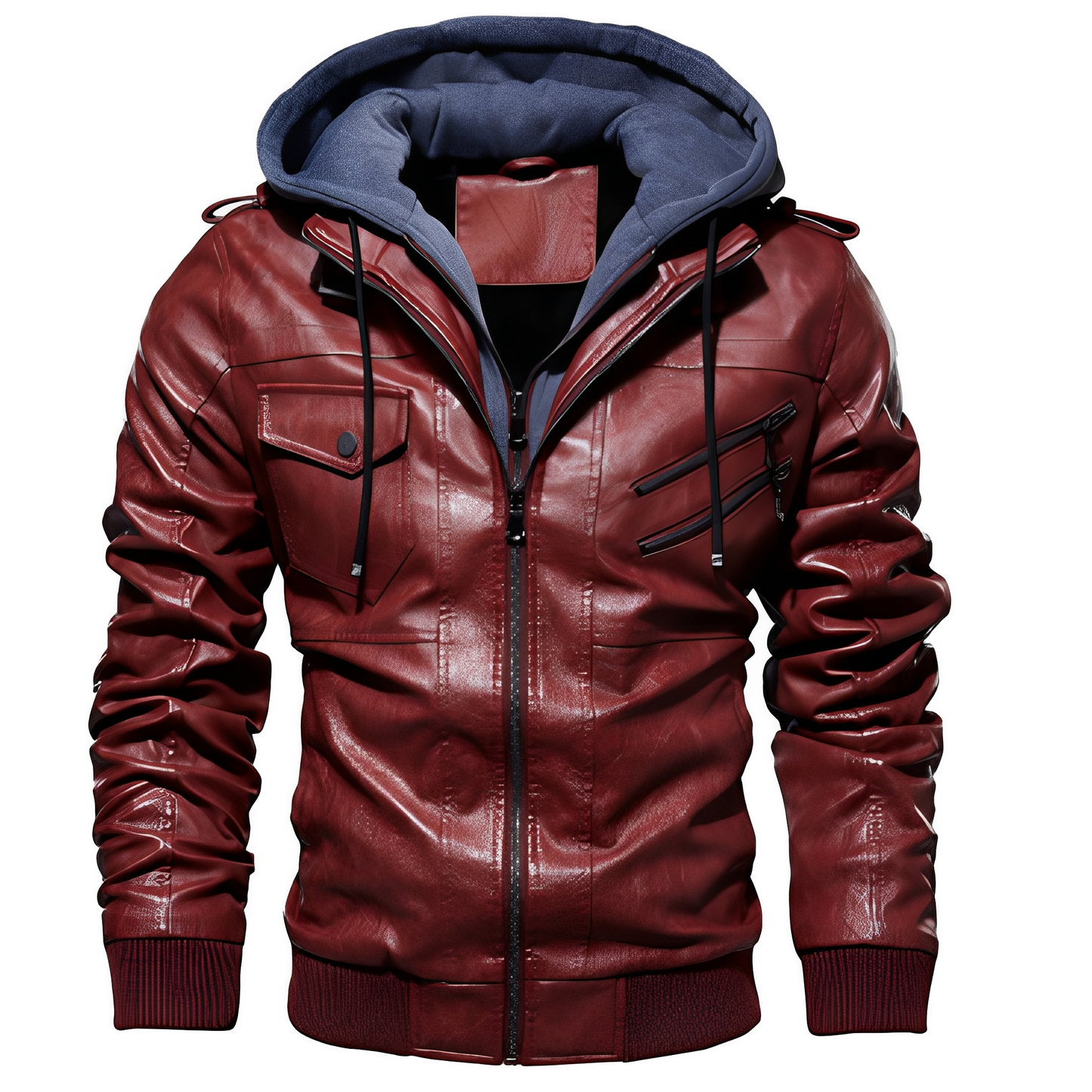 Brian - Nowoczesna męska skórzana kurtka z kapturem