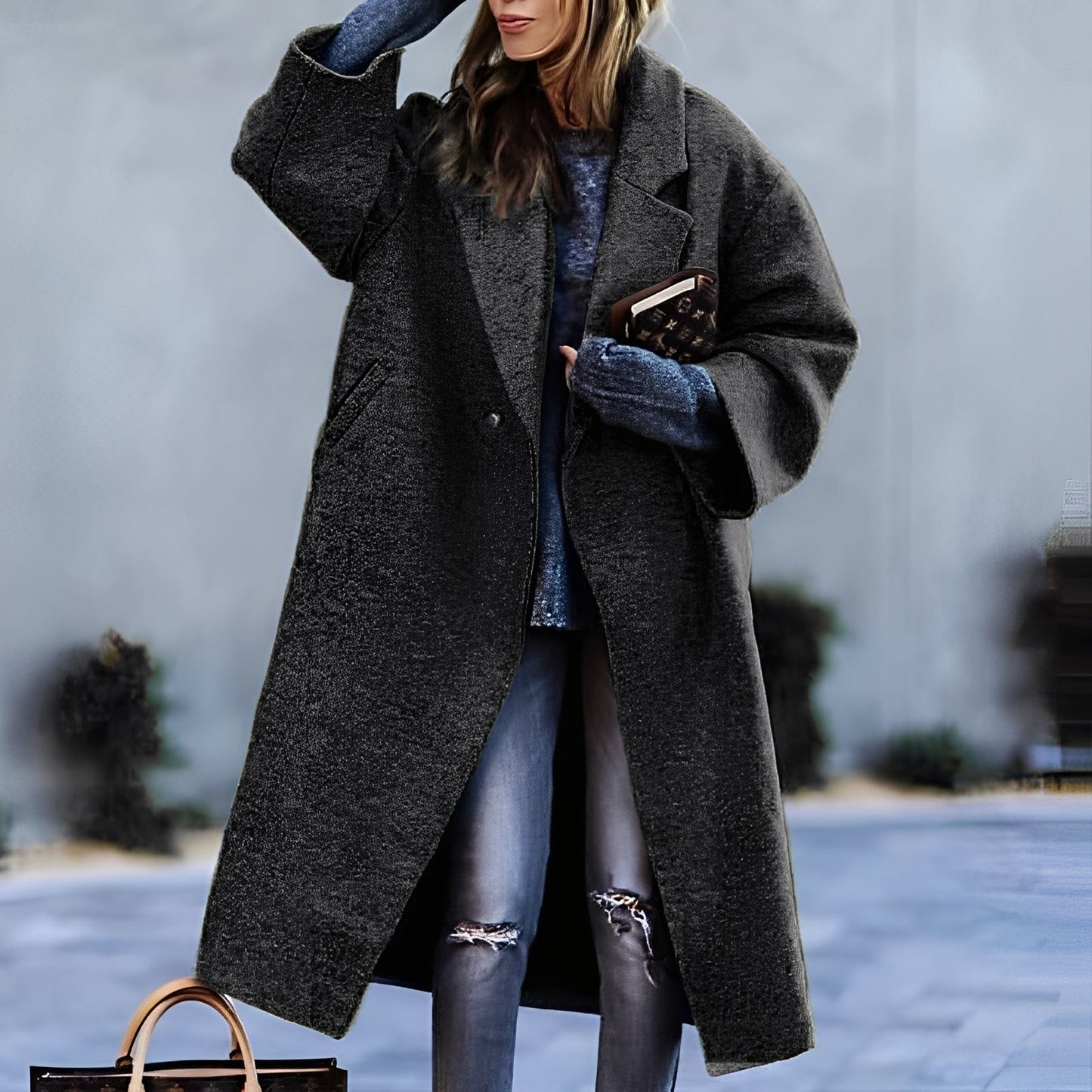 Haylie - Stylowy, klasyczny, luźny płaszcz damski