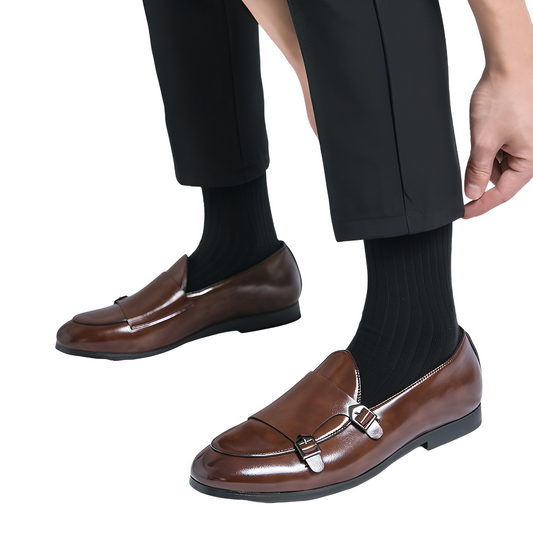 Bryan - Stylowe męskie loafersy skórzane z podwójną klamrą