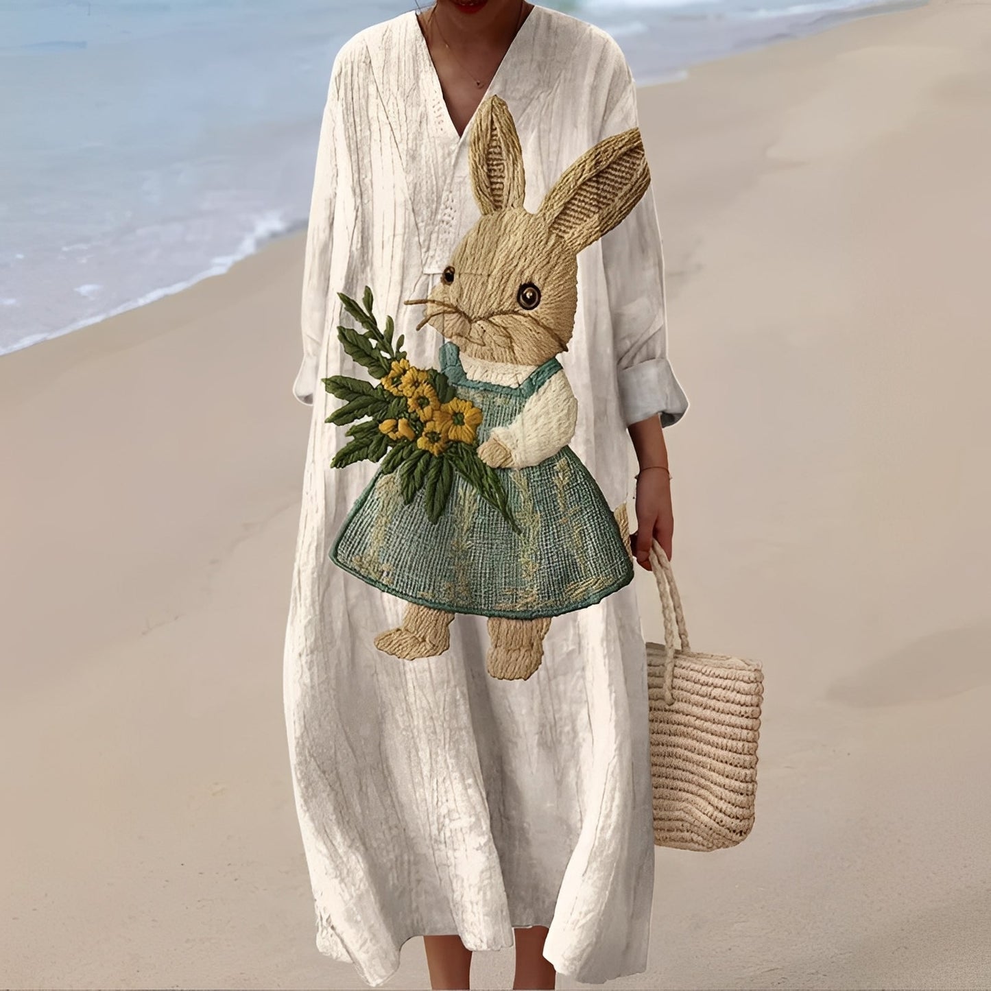 Jean - Stylowa, luźno szyta, średniej długości sukienka dla kobiet