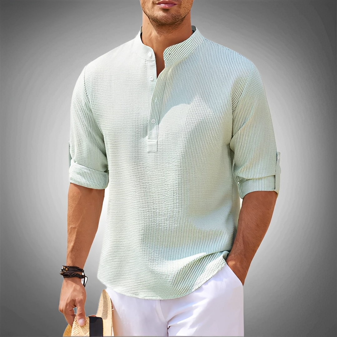 Adriennes - Męska koszula z kołnierzykiem i guzikami, komfortowa