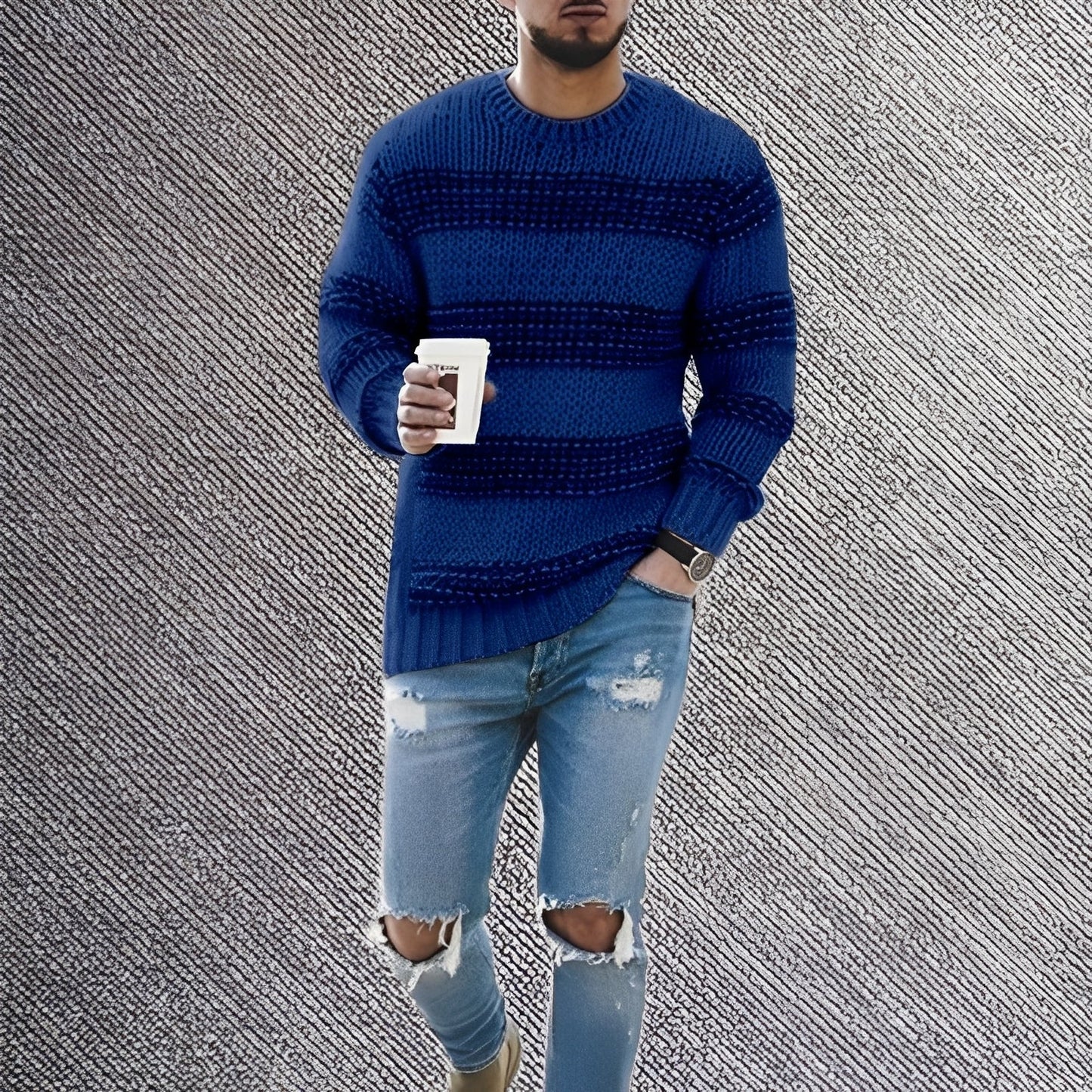 Ronnie - Męski sweter oversize w paski