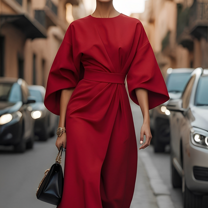 Lauriane - Stylowa damska sukienka z rękawami typu latarnia