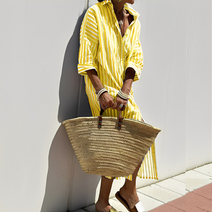 Paulette - Kobieca klasyczna sukienka koszulowa w paski