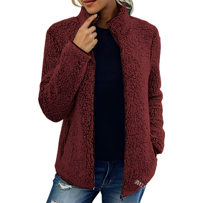 Alethea - Modny Fleece Płaszcz dla Kobiet