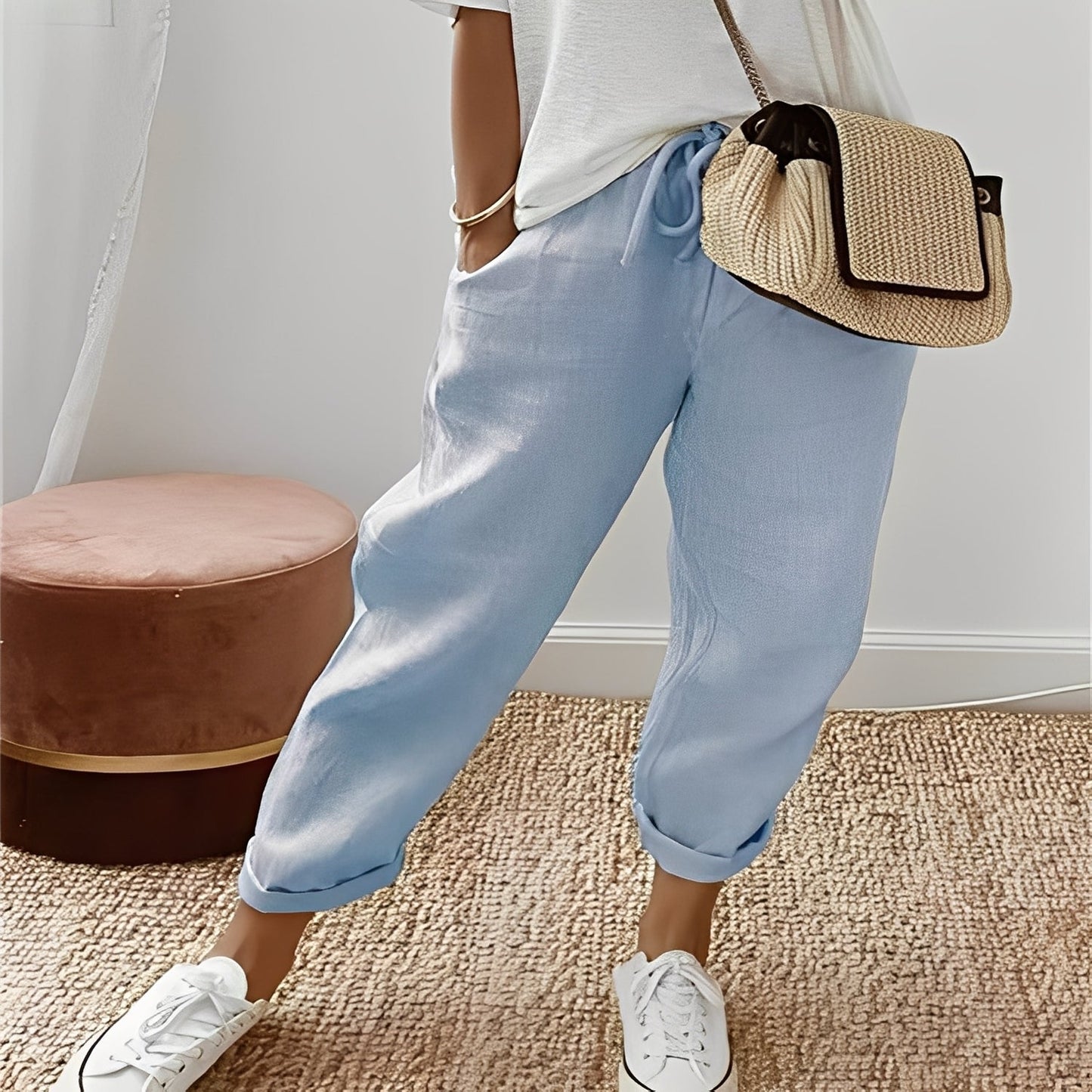 Jacinthe - Wygodne damskie spodnie z paskiem