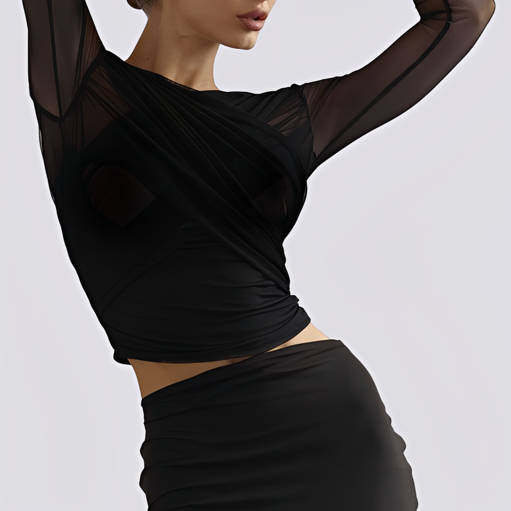 Meghan - Stylowa, marszczona bluzka z długim rękawem dla kobiet