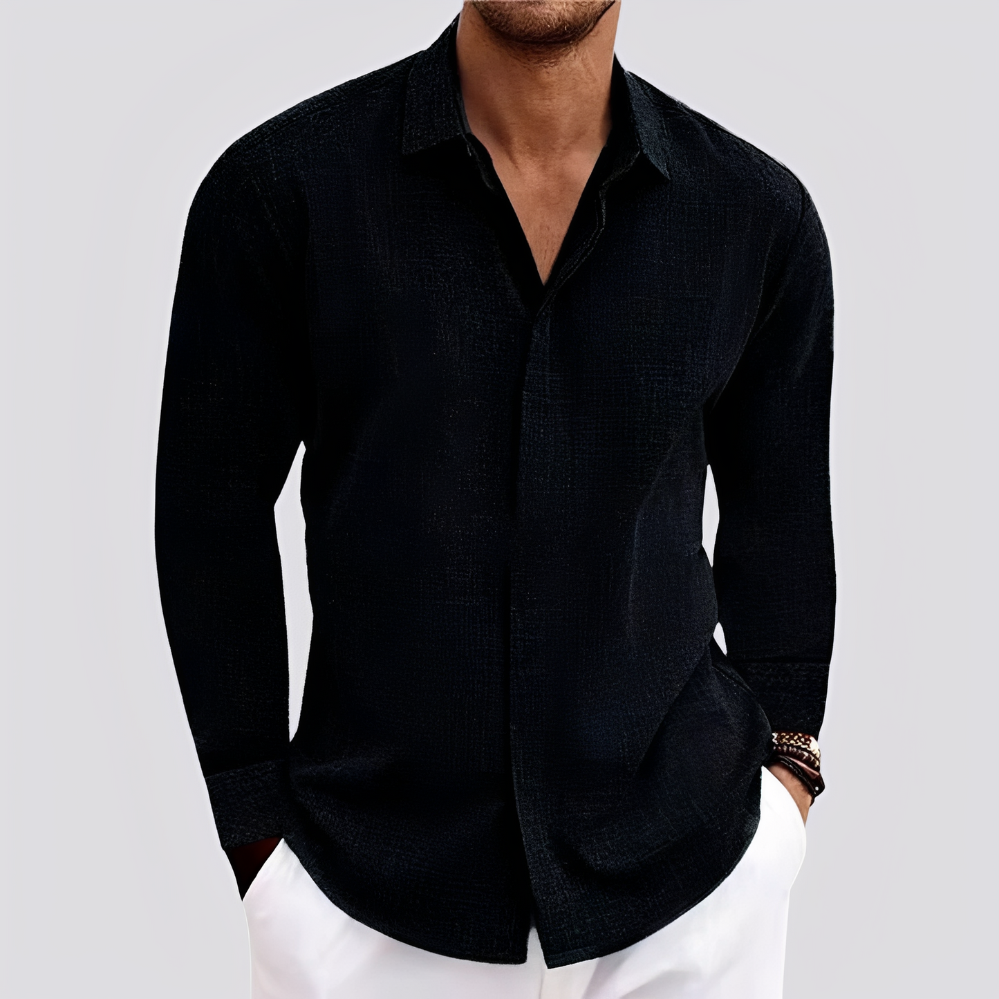 Felix - Swobodne koszula z długim rękawem z lnu dla mężczyzn