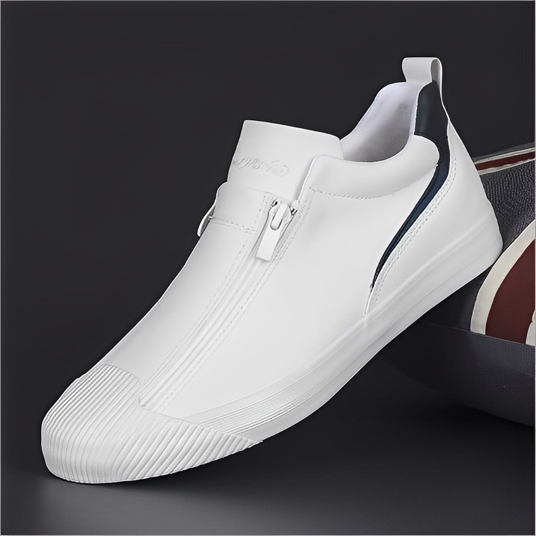 Marcus - Męskie skórzane buty z podwójnym zamkiem