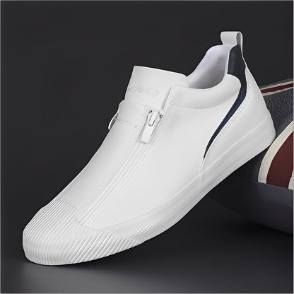 Marcus - Męskie skórzane buty z podwójnym zamkiem