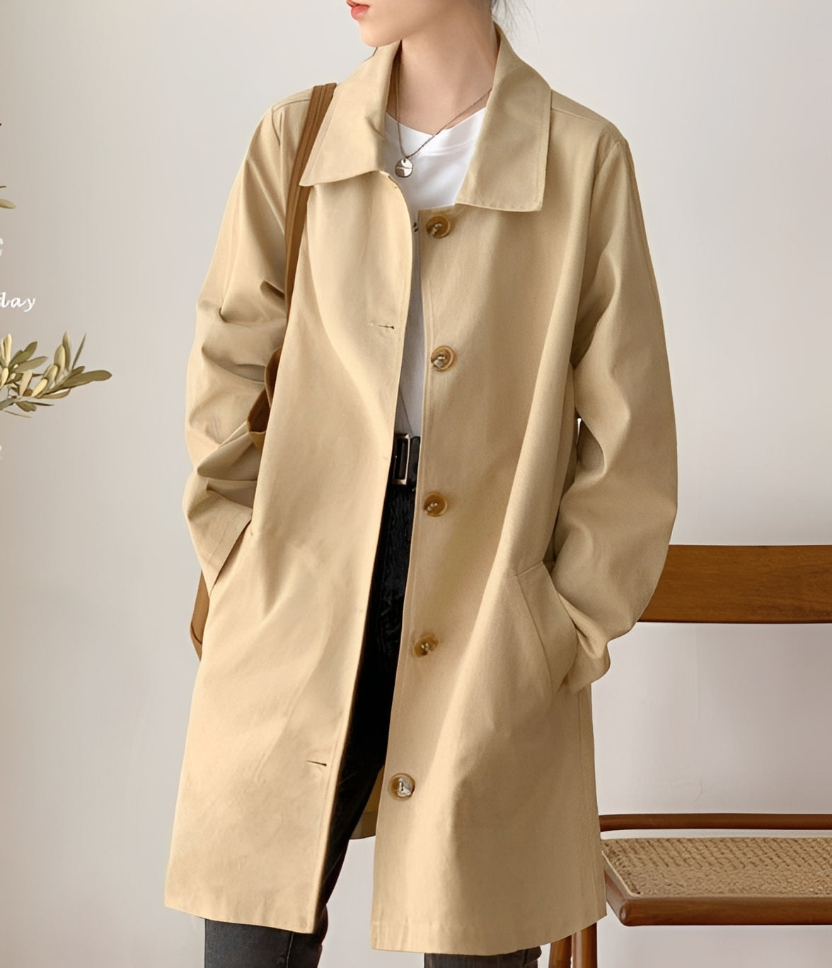 Rachael - Damski jednorzędowy trencz na co dzień