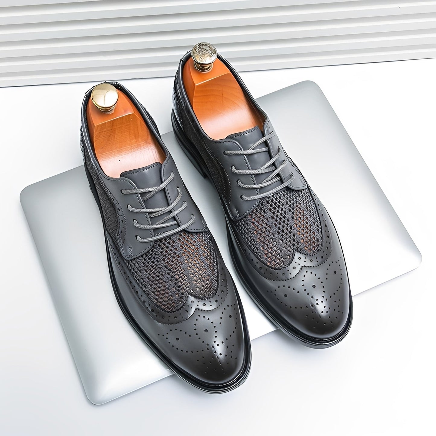 Lawrence - Eleganckie męskie buty Oxford ze skóry