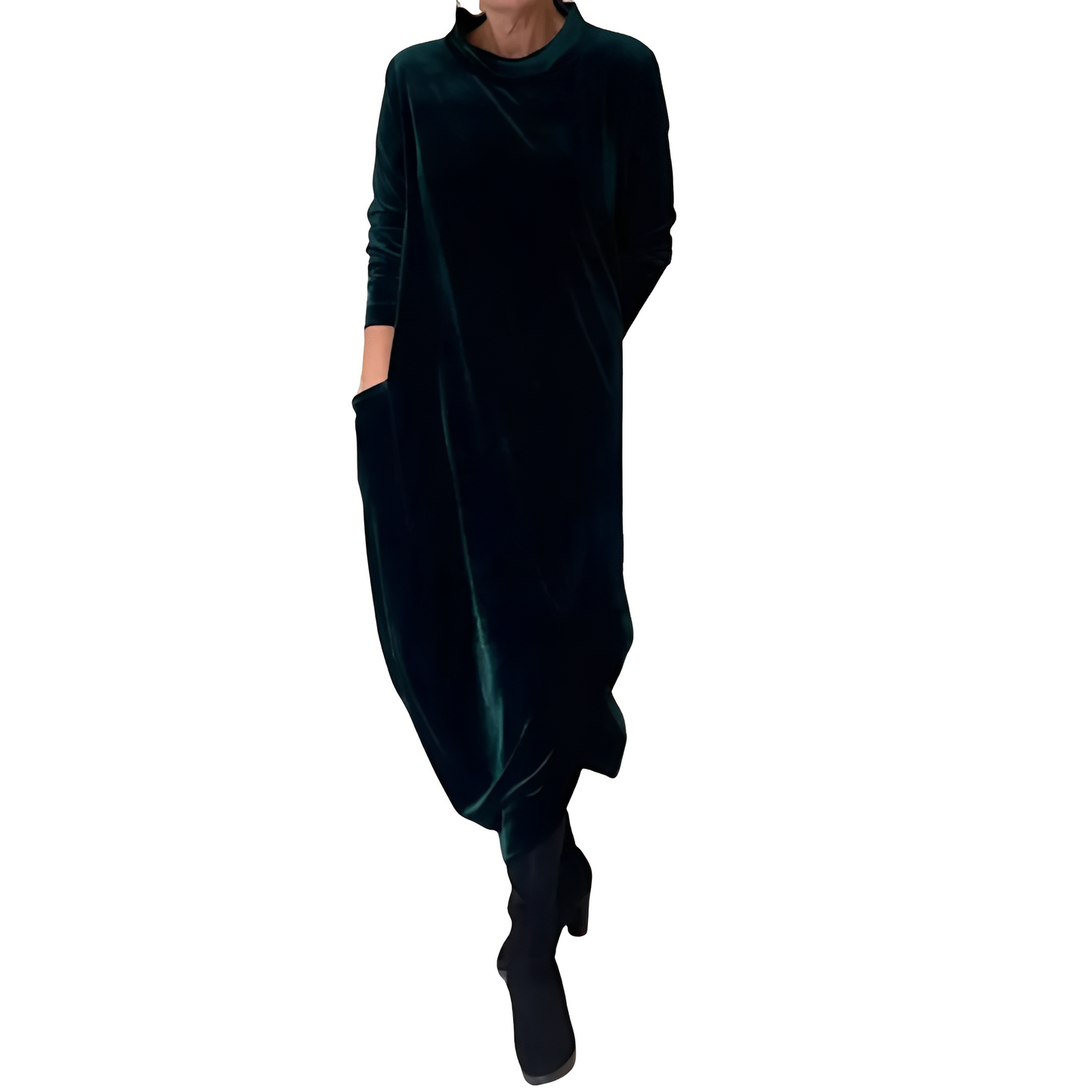 Roxanne - Stylowa długa aksamitna sukienka z kieszeniami dla kobiet