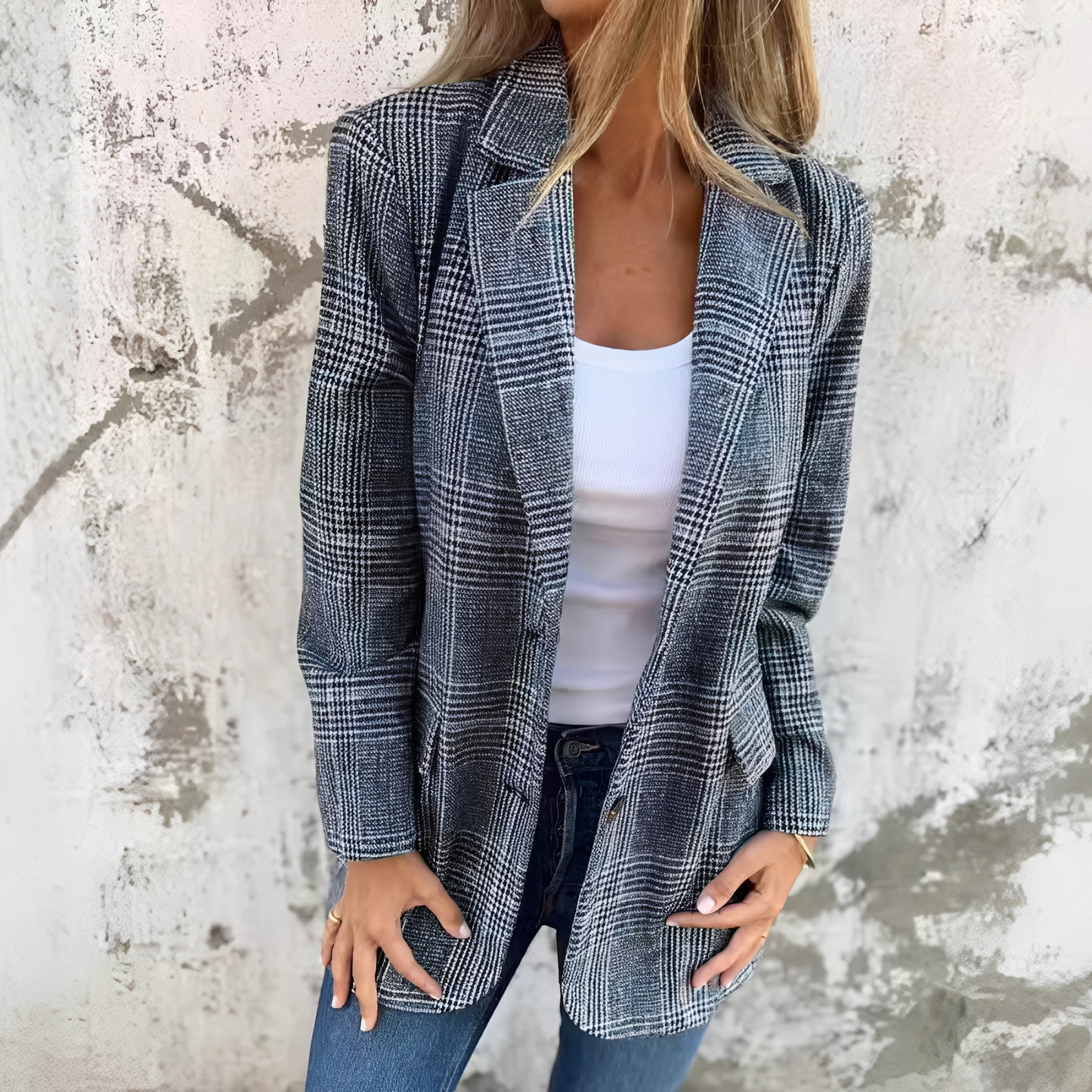 Ellen - Formalny blezer w kratkę dla kobiet