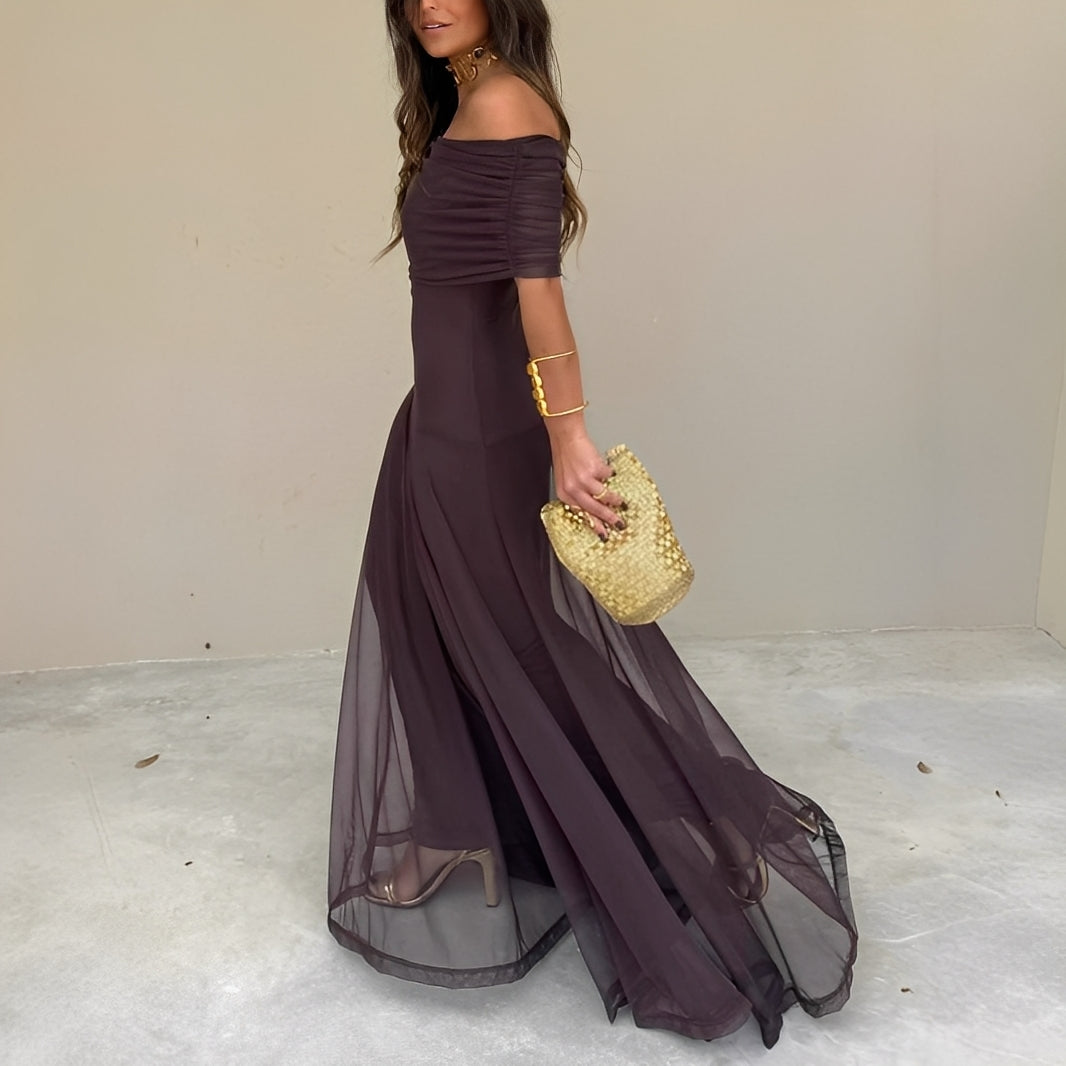 Eunice - Elegancka długa suknia z siatki dla kobiet