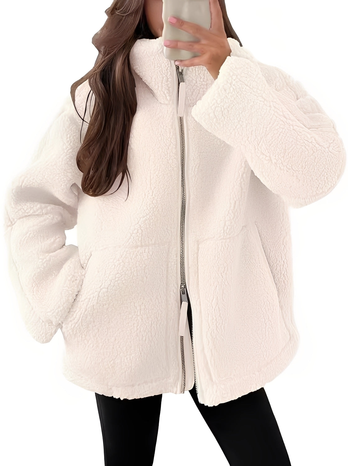 Rowena - Stylowa damska kurtka wełniana z zamkiem