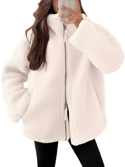 Rowena - Stylowa damska kurtka wełniana z zamkiem