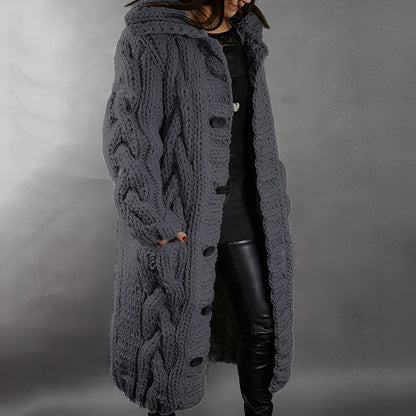 Arielle - Stylowy, luźno dopasowany długi kardigan wełniany dla kobiet