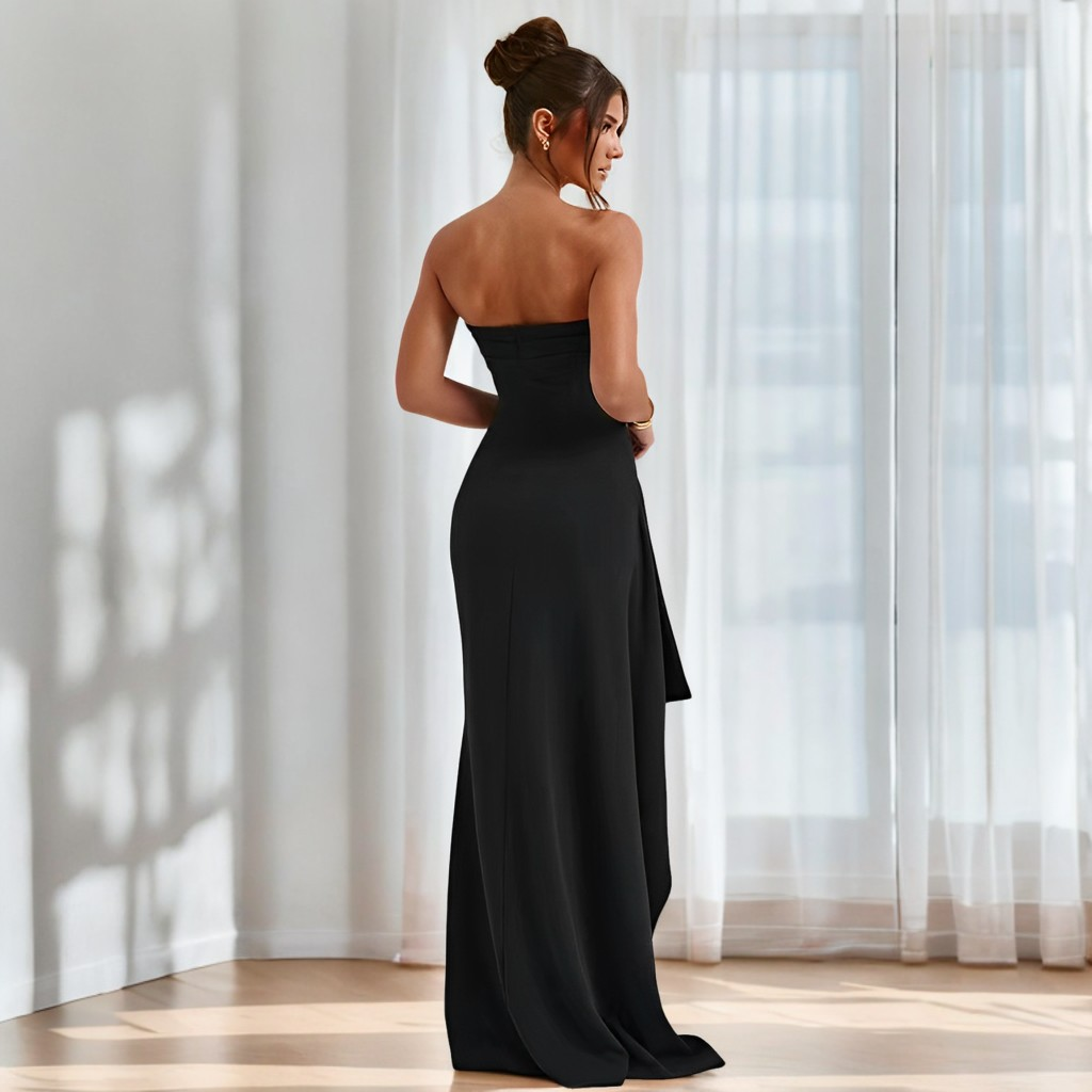 Camille - Elegancka długa suknia bez ramiączek dla kobiet