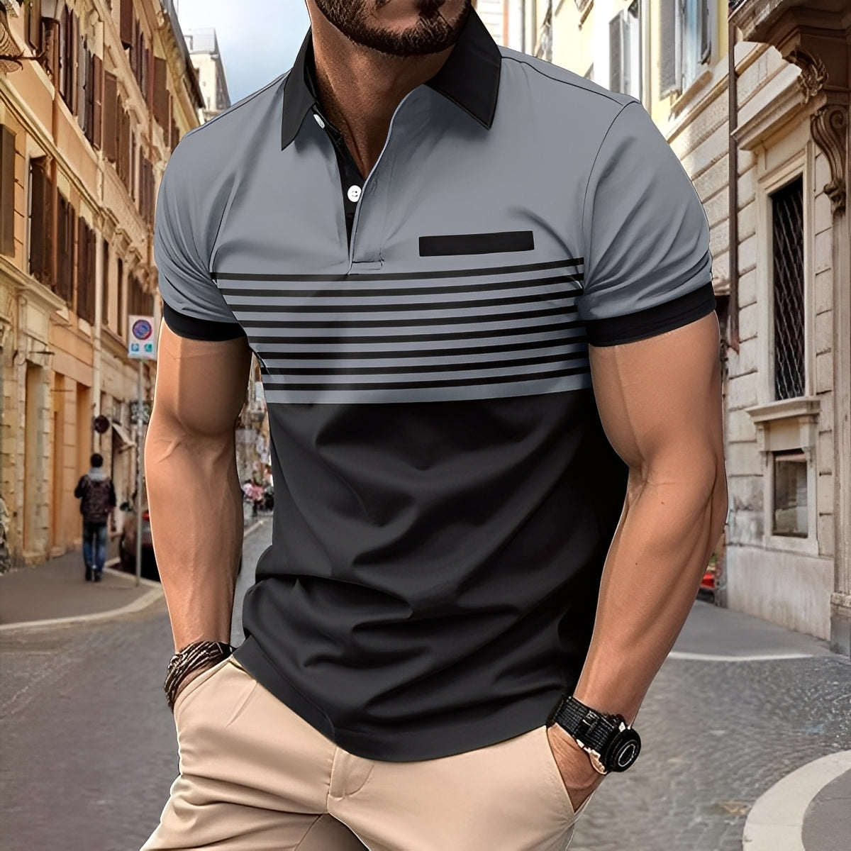 Rayden - Stylowa męska koszulka polo w paski