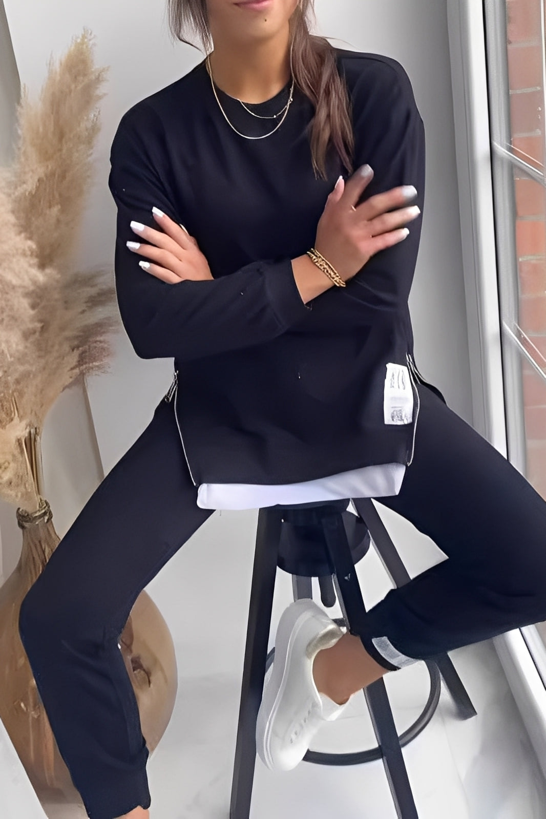 Kristine - Damski zestaw z luźną bluzą i spodniami