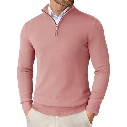 Frank - Nowoczesny, lekki sweter z zamkiem dla mężczyzn