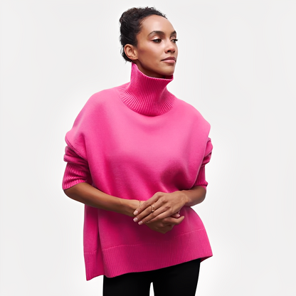 Margery - Kobiecy sweter z wysokim kołnierzem, o swobodnym kroju