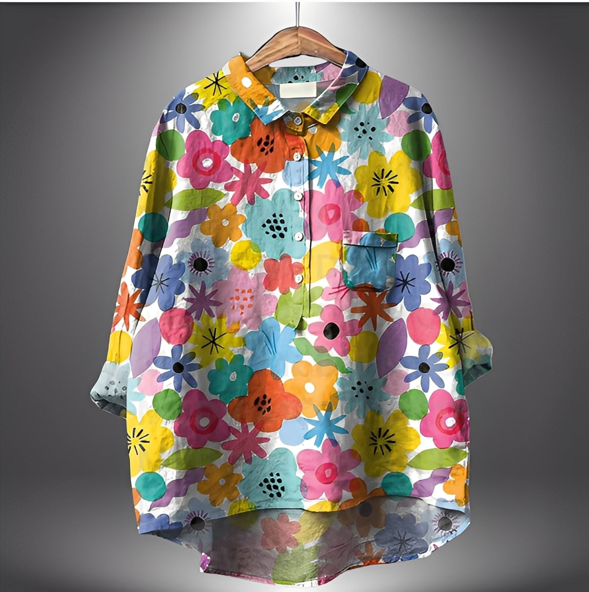 Garance - Damska klasyczna bluzka z długimi rękawami