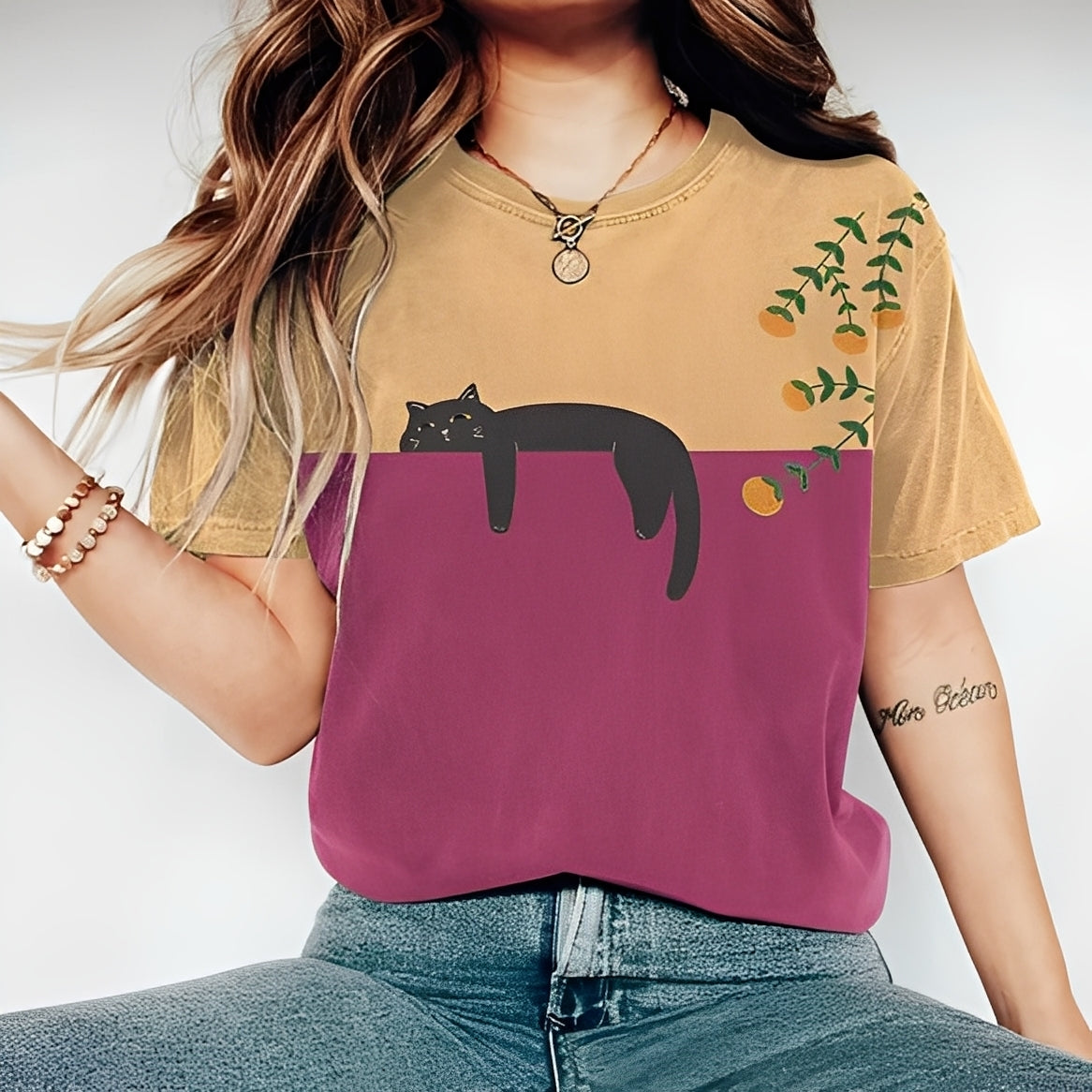 Alvina - Swobodny T-Shirt z wzorem dla kobiet