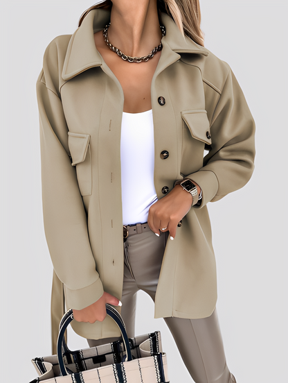 Tiffanie - Nowoczesna, lekka damska kurtka wełniana z klapami