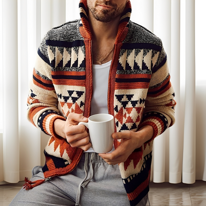 Alvin - Męski elegancki sweter z dzianiny z kołnierzem rewersowym