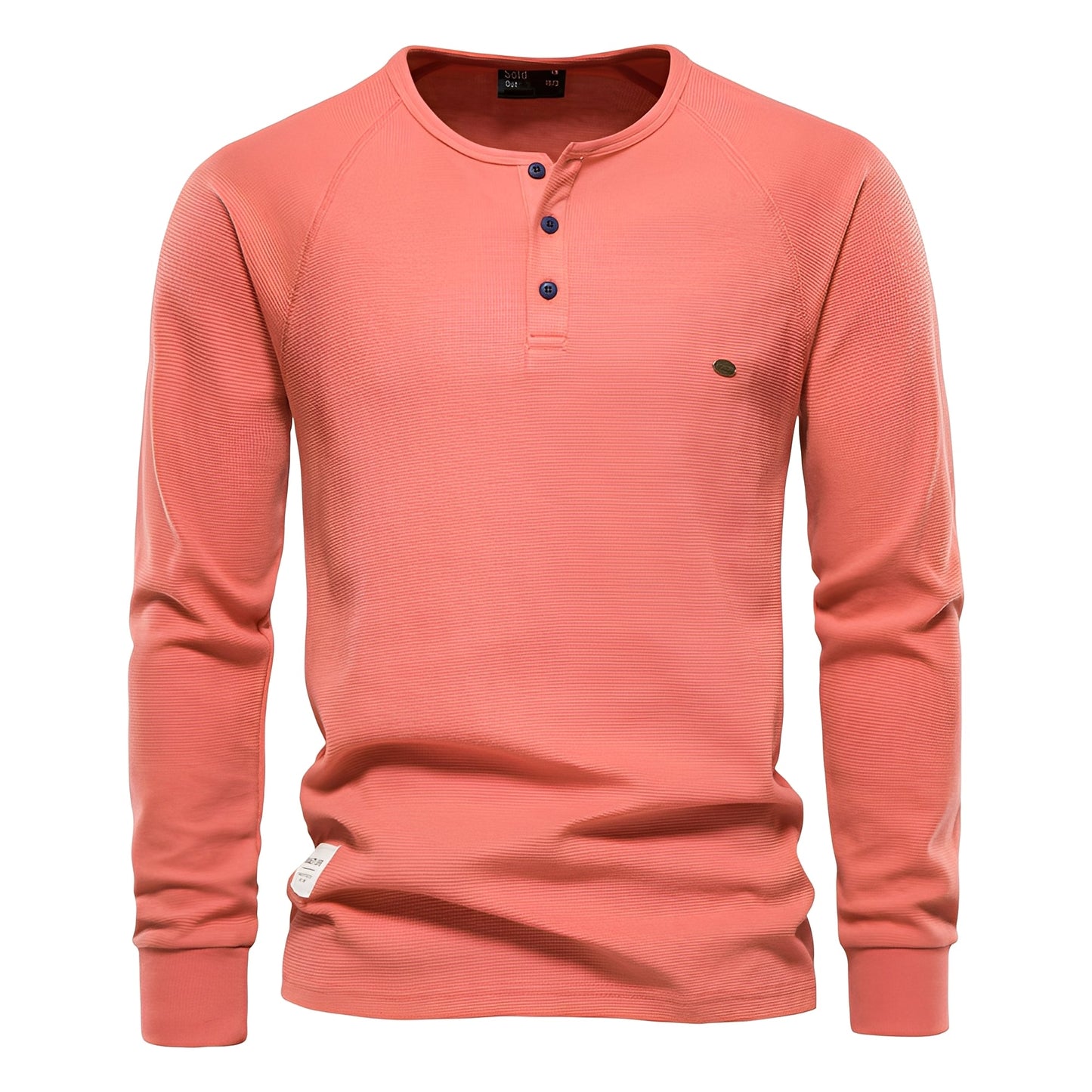 Joachim - Koszula męska z długimi rękawami z materiału waflowego