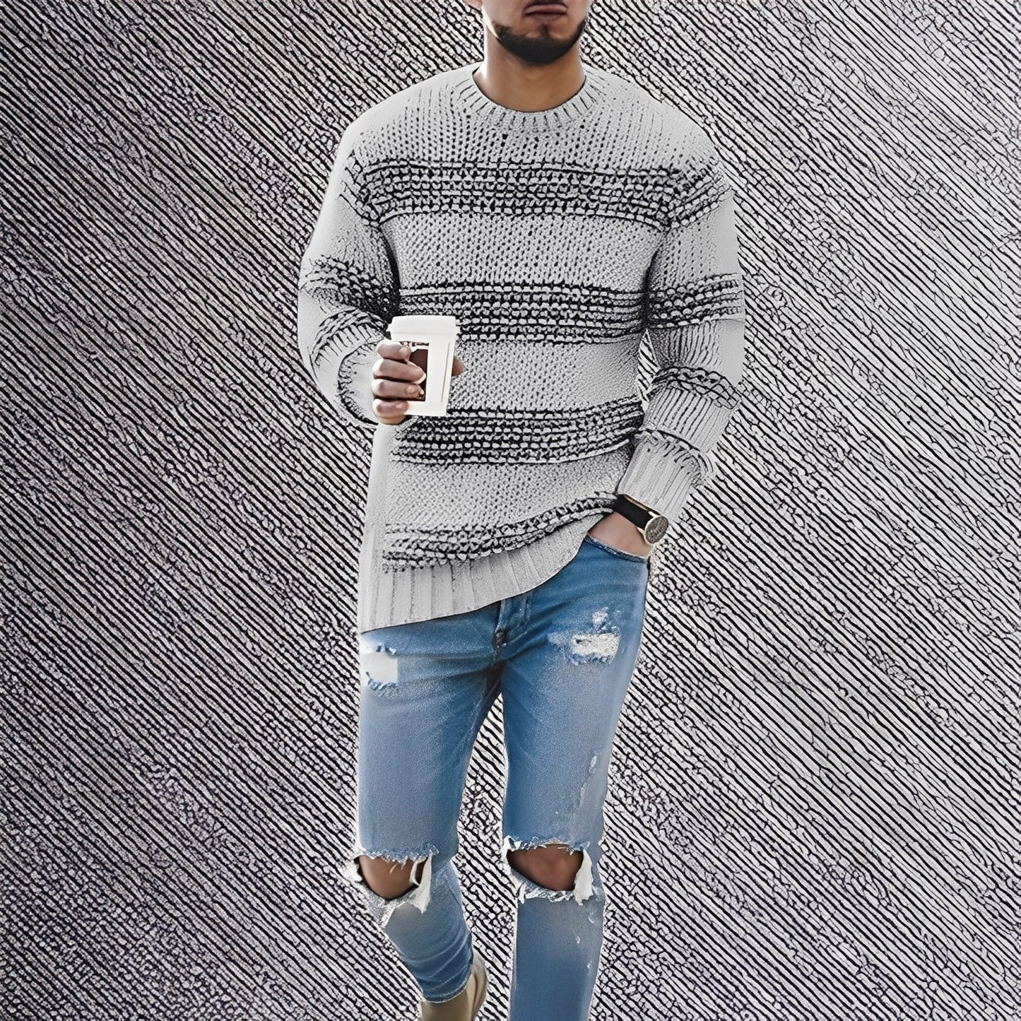 Kenzo - Męski sweter w pasy