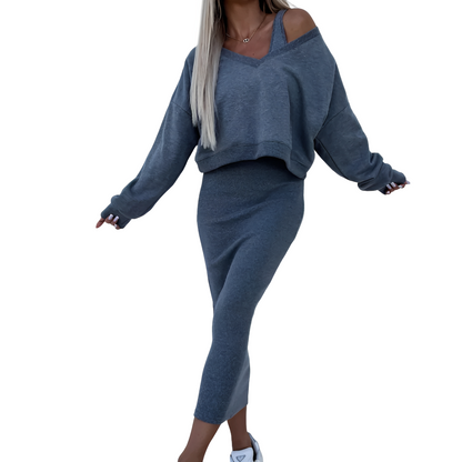 Tianna - Elegancki zestaw z sweterkiem i spódnicą dla kobiet